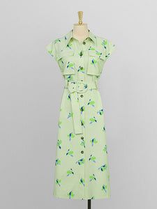 Summer Vintage Styele Fruit Print Shirt 1950S Dress With Pockets