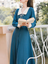 Load image into Gallery viewer, Lake Blue Chelsea Collar Vintage Long Sleeve Fall 50S Dress