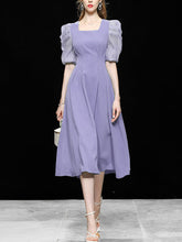 Load image into Gallery viewer, Avocado Green Puff Sleeve 1950S Vintage Dress