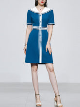 Load image into Gallery viewer, Navy Style Big Collar Salior 1950S Vintage Dress