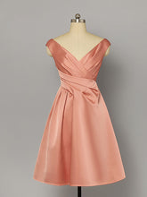 Load image into Gallery viewer, Pink V Neck Audrey Hepburn Style 50S Party Dress