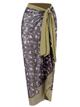 Load image into Gallery viewer, Floral Print Retro Style V Neck One Piece With Bathing Suit Wrap Skirt