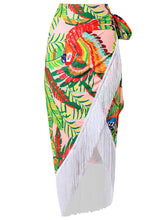 Load image into Gallery viewer, One Shoulder Floral Print Strap Two Pieces With Bathing Suit Wrap Skirt