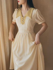 Apricot Chelsea Collar Short Sleeve Audrey Hepburn 1950S Dress