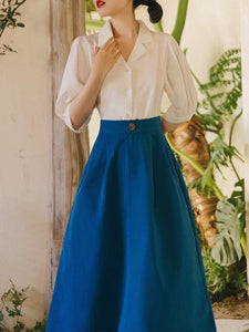 Lake Blue 1950S Vintage Audrey Hepburn's outfit in Roman Holiday