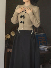 Load image into Gallery viewer, 2PS Bowknot Sweater And Pleats With Glass Diamond Swing Skirt 1950S Hepburn Style Outfits