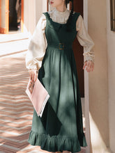 Load image into Gallery viewer, 2PS Dark Green Long Sleeve Ruffles Evdwardian Revival Dress Suits