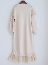 Load image into Gallery viewer, Embroidered Flower Puff Sleeve Vintage Knitting Sweater Dress