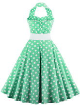 Load image into Gallery viewer, Polka Dots Off the Shoulder High Waist Halter 1950 Dress