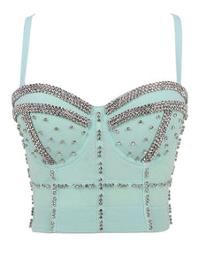 Sexy Handmade Rhinestones Corset Camisole Top