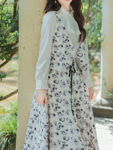 Load image into Gallery viewer, 3PS White Long Sleeve Ruffles Victoria Scarf Collar Shirt With Cottagecore Floral Print Vest And Skirt Suits