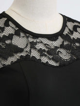 Load image into Gallery viewer, Black Lace Rose Print Swing 1950S Vintage Dress