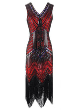 Load image into Gallery viewer, 4 Colors 1920s  Sequined Fringed Flapper Dress