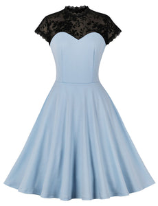 Lace Semi Sheer Cap Sleeve 1950S Vintage Swing Dress