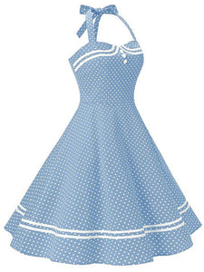 1950S Polka Dots Halter Sailor Style Dress 