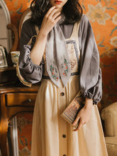 Load image into Gallery viewer, Vintage Print Button Fall Shirt Set Dress