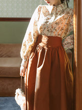 Load image into Gallery viewer, Orange Long Sleeve Blouse And Skirt Vintage Set 1950S Dress