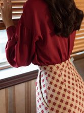 Load image into Gallery viewer, 2PS Red Long Sleeve Blouse And Red  Polka Dots Swing Skirt Dresss Set