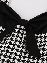 Load image into Gallery viewer, Black Houndstooth Print Spaghetti Strap 1950S Vintage Swing Dress