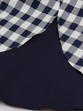 Load image into Gallery viewer, Navy Plaid Spaghetti Strap 1950S Vintage Swing Dress