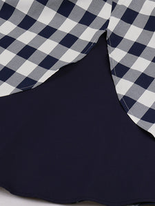 Navy Plaid Spaghetti Strap 1950S Vintage Swing Dress