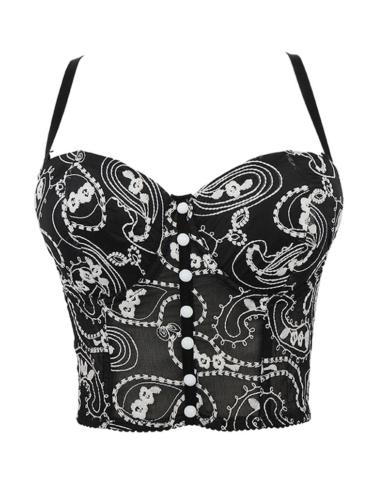 Embroidered Floral Corset Camisole Top
