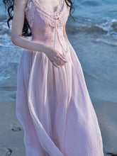 Load image into Gallery viewer, Pink Lace Corset Spaghetti Strap 1950S Vintage Dress