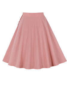 Pink Button High Wasit Swing 1950S Vintage Dance Skirt