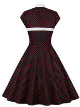 Load image into Gallery viewer, Red Polka Dots Fake Two Piece Shawl 1950S Swing Dress