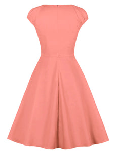 Red Sweet Heart Collar 1950S Swing Vintage Dress