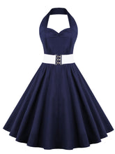 Load image into Gallery viewer, Black Ladybug Off the Shoulder High Waist Halter 1950 Dress