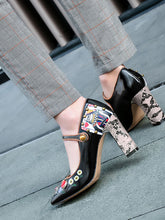 Load image into Gallery viewer, 9CM Luxury Poker Chunky Heels Retro Shoes