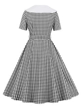Load image into Gallery viewer, Sailor Collar 1950S Vintage plaid Swing Dress