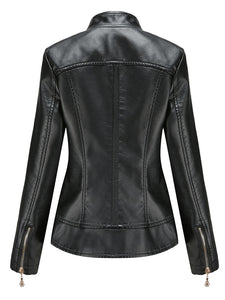 Light Green Long Sleeve PU Leather Motorcycle Jacket
