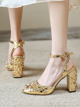 Load image into Gallery viewer, Luxurious Rivet Chunky Heel Sandals Vintage Shoes