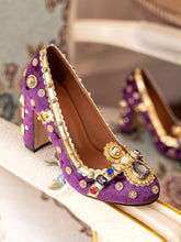 Load image into Gallery viewer, 10CM Luxury Pearls And Diamonds Chunky Heels Retro Shoes
