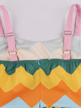 Load image into Gallery viewer, 1950s Rainbow Print Of Multicoloured Zig-zagged Lines Swing Dress With Belt