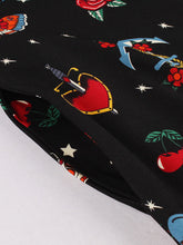 Load image into Gallery viewer, Black Butterfly And Bird Print 1950S Sleeveless Vintage Swing Dress With Pockets