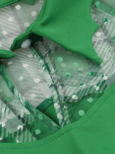 Load image into Gallery viewer, Green Plaid Trumpet Sleeves 1950S Vintage Dress