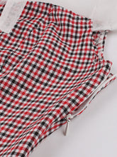 Load image into Gallery viewer, White Bowknot Collar Semi-Sheer Plaid 1950S Vintage Dress