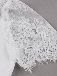 White Queen Collar Lace Semi-Sheer 1950S Vintage Dress With Pockets