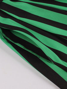 Green and Black Stripe With Pockets 50S Halloween Dress