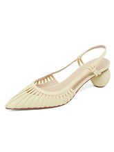 Load image into Gallery viewer, Women&#39;s Ball Heel Sandals Pointed Toe Hollow Belt Leather Vintage Shoes