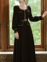 Load image into Gallery viewer, Black Ballet Square Collar 1950S Vintage Little Black Dress