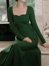 Load image into Gallery viewer, Dark Green The Marvelous Mrs.Maisel Same Style Long Sleeve Turtleneck Sweater Swing Dress