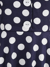 Load image into Gallery viewer, Green And White Polka Dots Pockets Vintage Halter 1950S Dress With Button