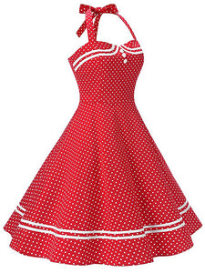 1950S Polka Dots Halter Sailor Style Dress