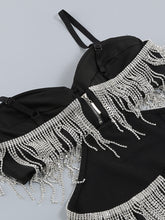 Load image into Gallery viewer, Black Spaghetti Strap Rhinestones Slit Sexy Gown Party Dress