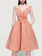 Load image into Gallery viewer, Pink V Neck Audrey Hepburn Style 50S Party Dress