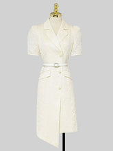 Load image into Gallery viewer, Apricot Lace Puff Short Sleeve Blazer Bud Dress